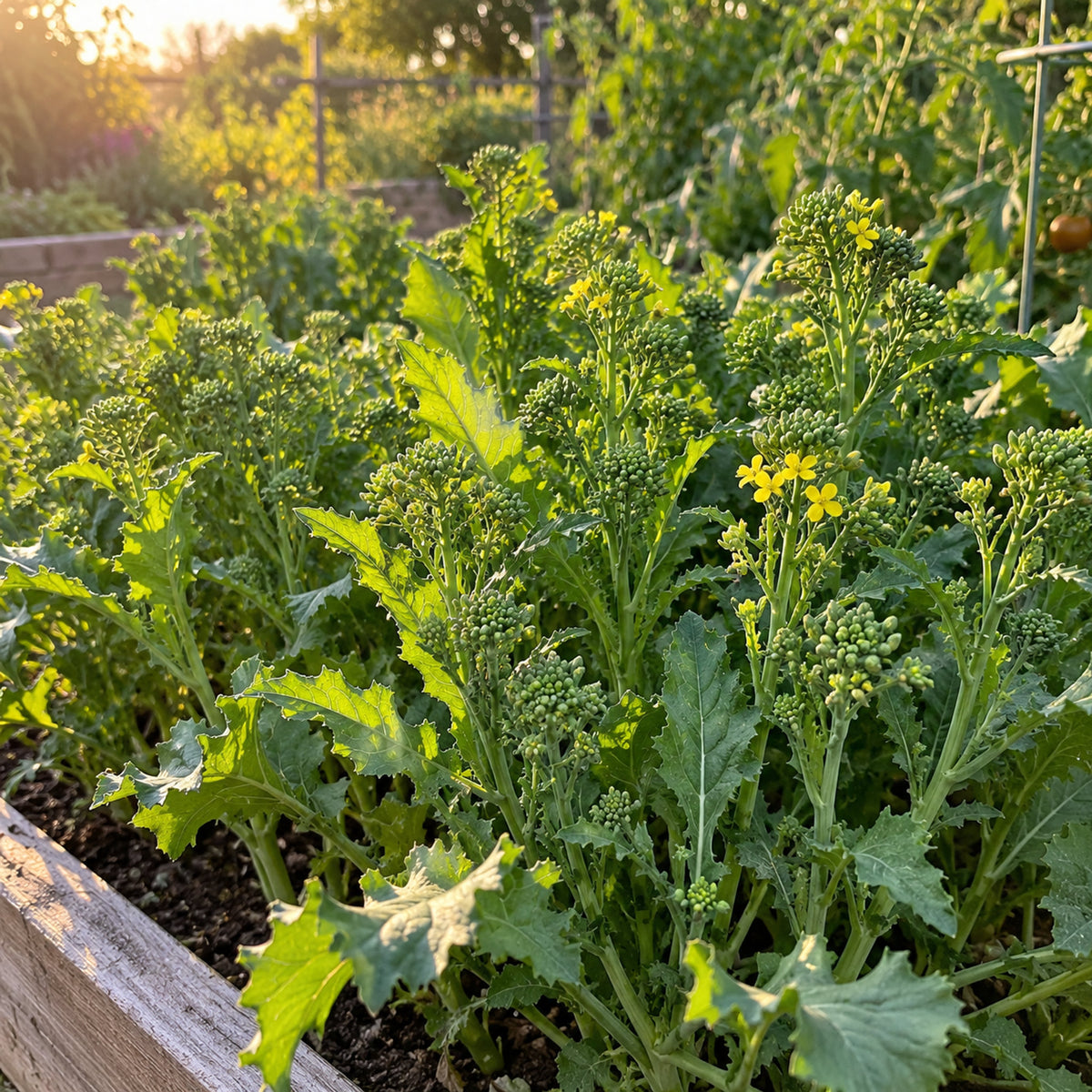 Rapini Broccoli Raab Seeds growing in a home garden