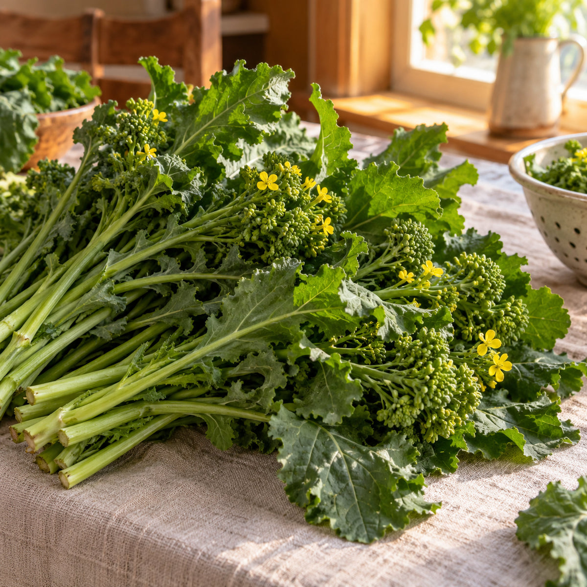 Rapini Broccoli Raab Seeds harvest up close