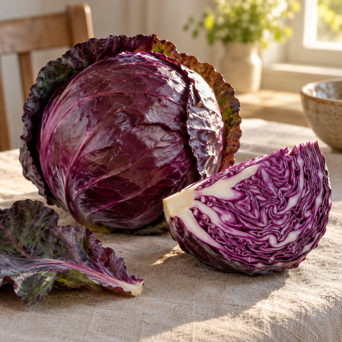 Red Acre Cabbage Seeds harvest up close