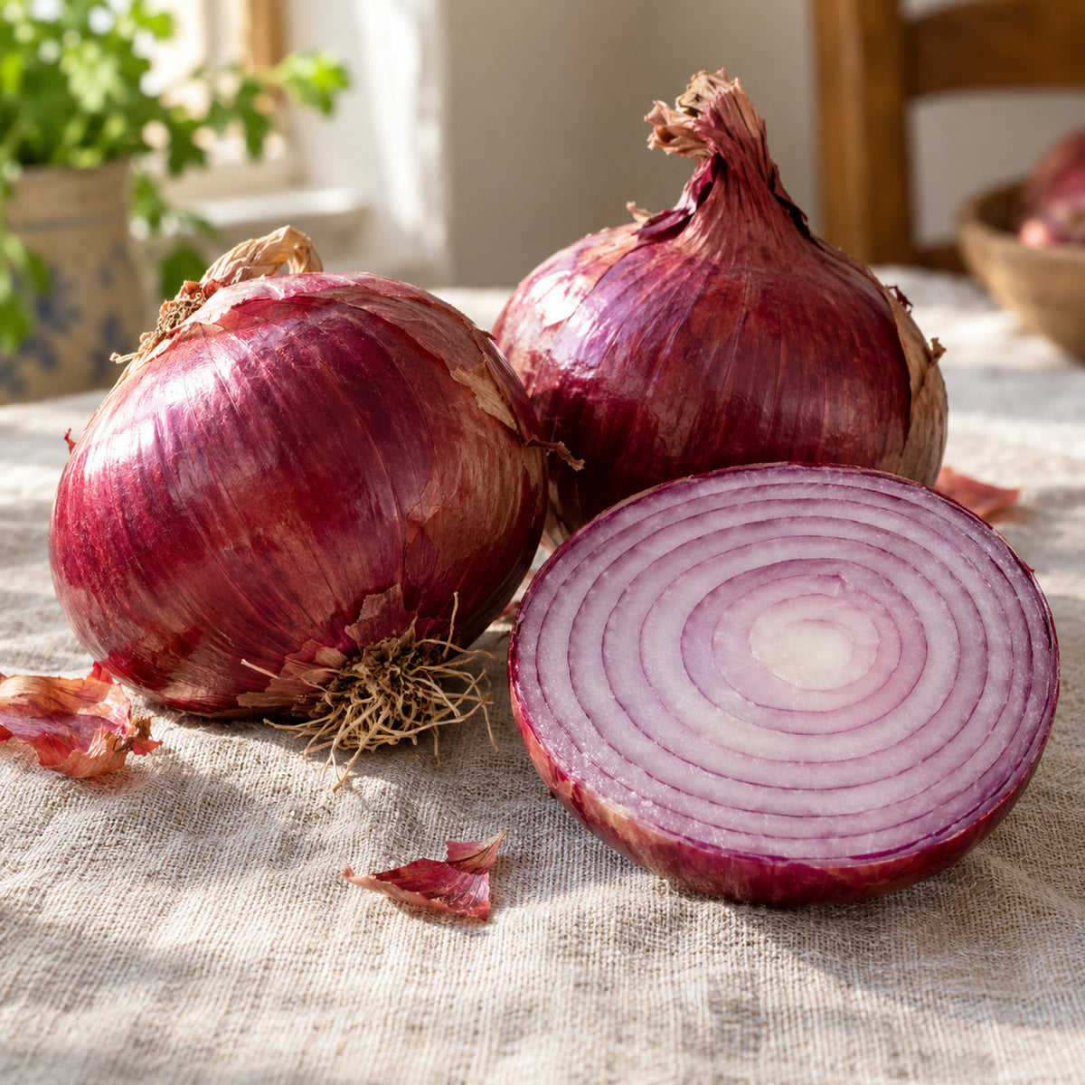 Red Amposta Onion Seeds harvest up close