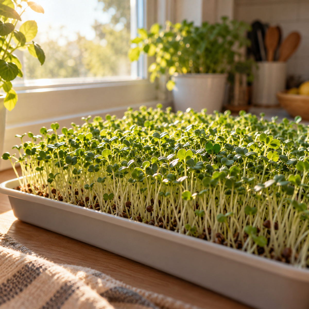 Red Clover Sprouts Seeds growing in a home garden