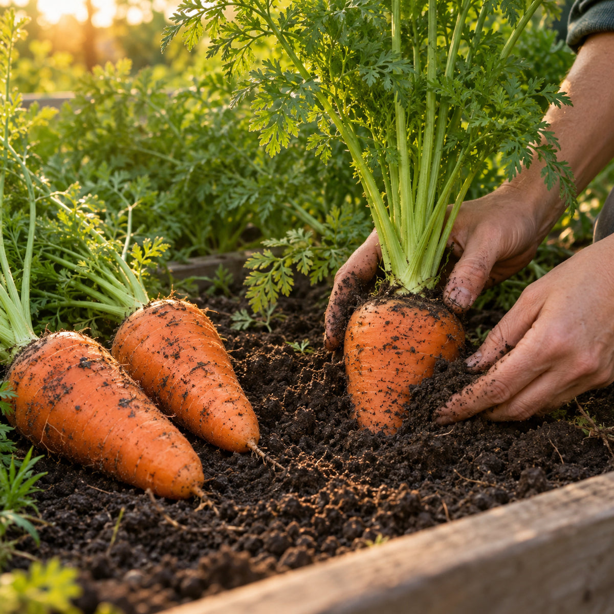 Red Cored Chantenay Carrot Seeds growing in a home garden