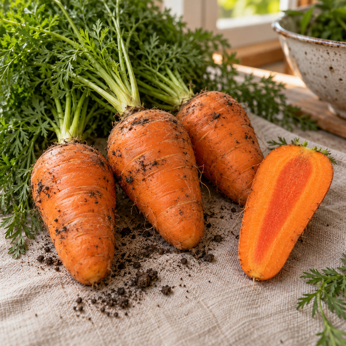 Red Cored Chantenay Carrot Seeds harvest up close
