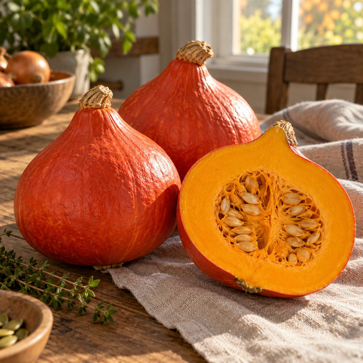 Red Kuri Winter Squash Seeds harvest up close