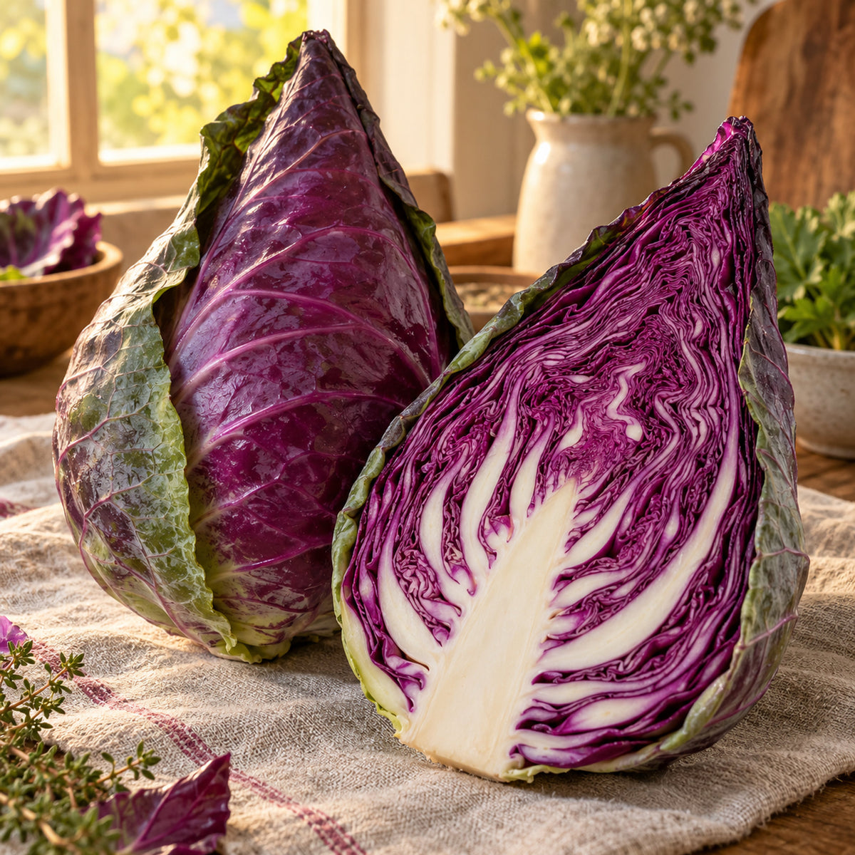 Red Power Cabbage Seeds harvest up close