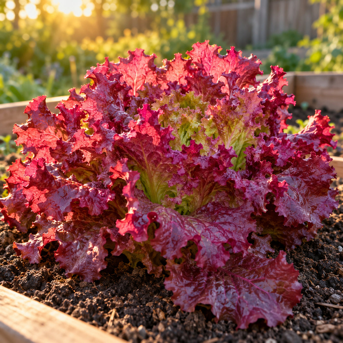 Red Sails Leaf Lettuce Seeds growing in a home garden