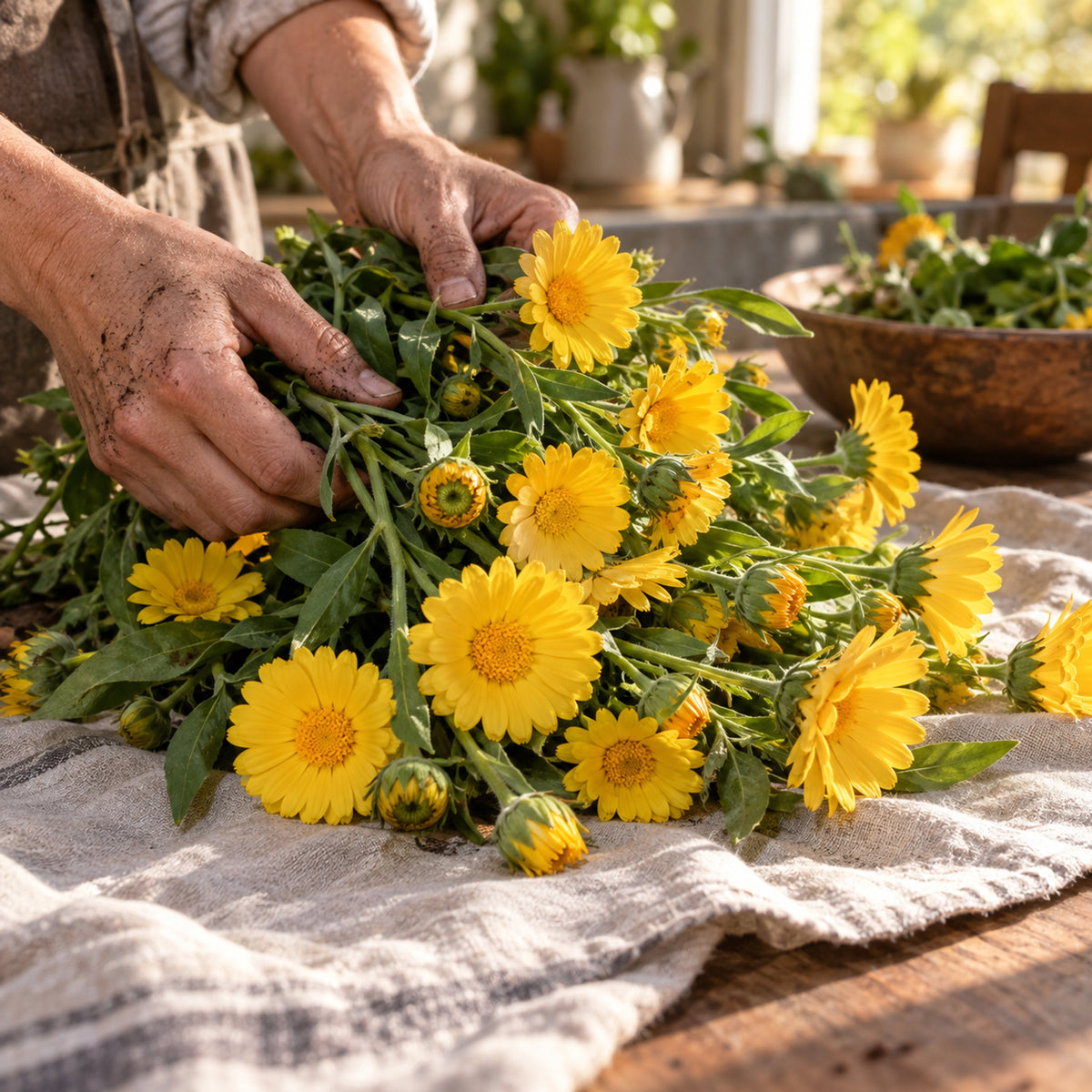 Resina Calendula Seeds harvest up close