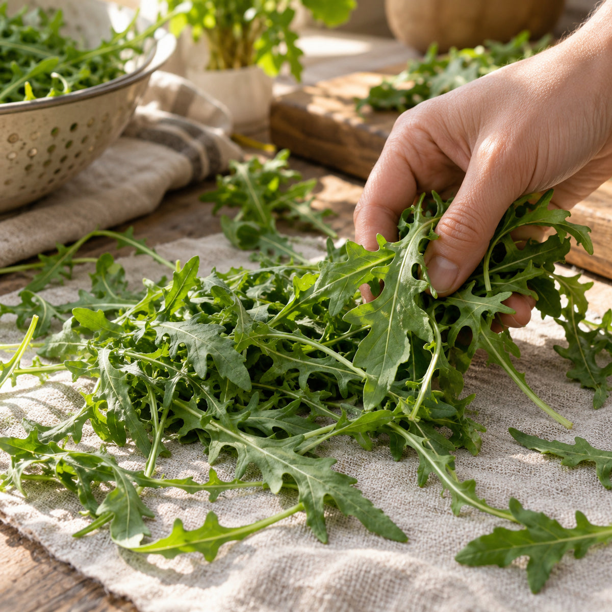 Rocket Arugula Greens Seeds harvest up close