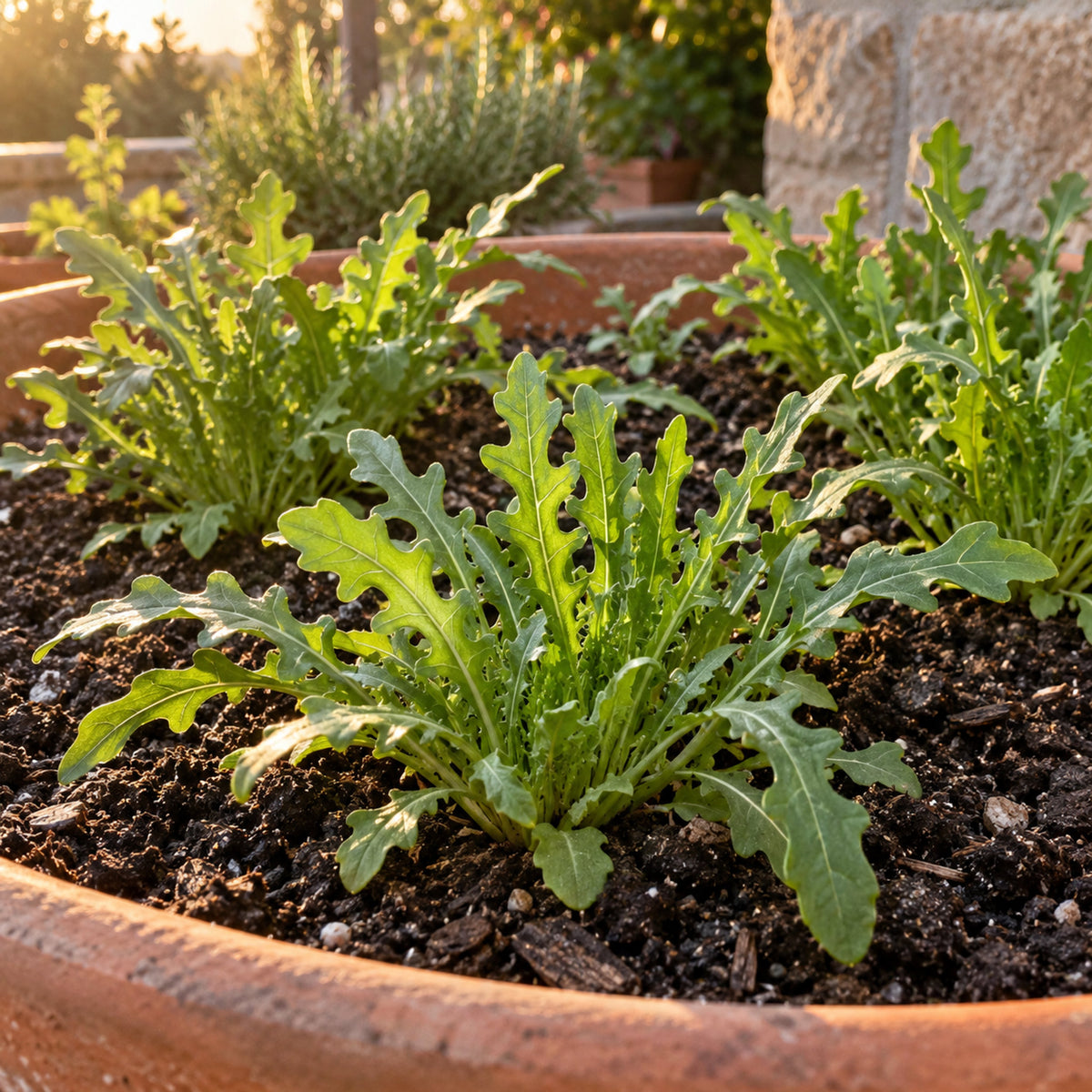 Rocky Wild Arugula Seeds growing in a home garden