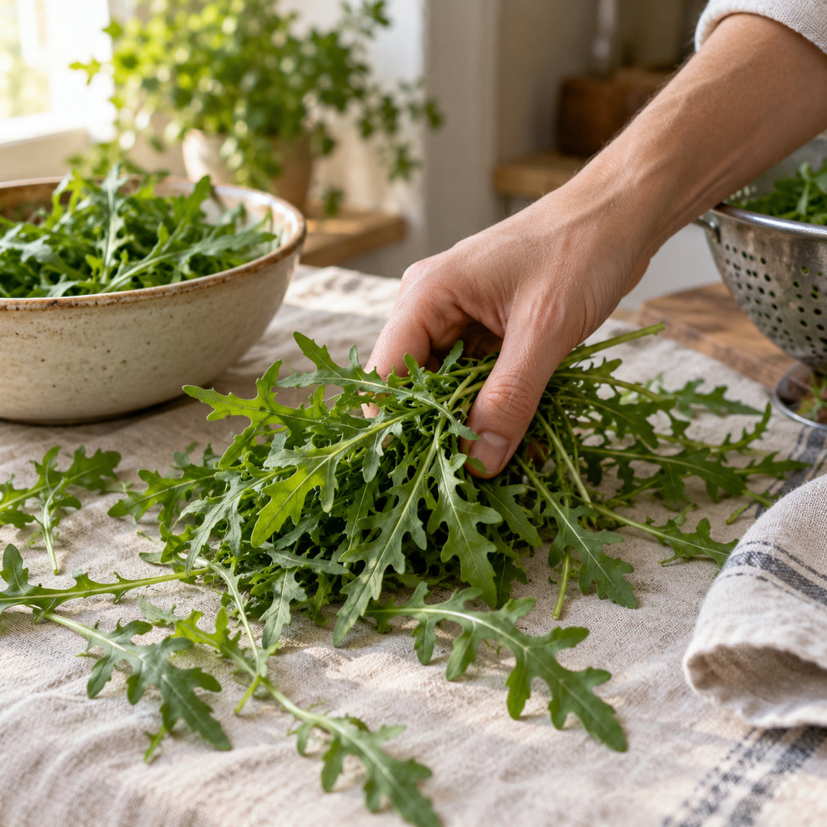 Rocky Wild Arugula Seeds harvest up close
