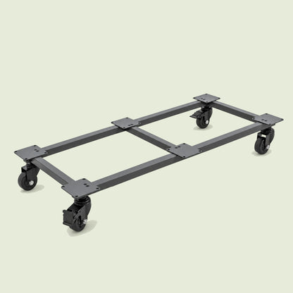 Rolling Cart for 21 x 48 Inch Planter on a soft green background
