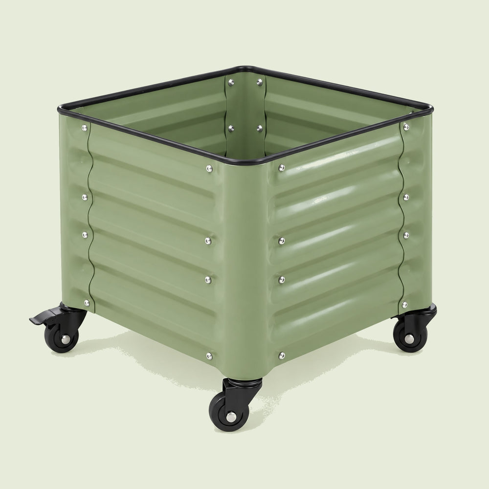 Rolling Cube Planter, 21 x 21 Inches on a soft green background