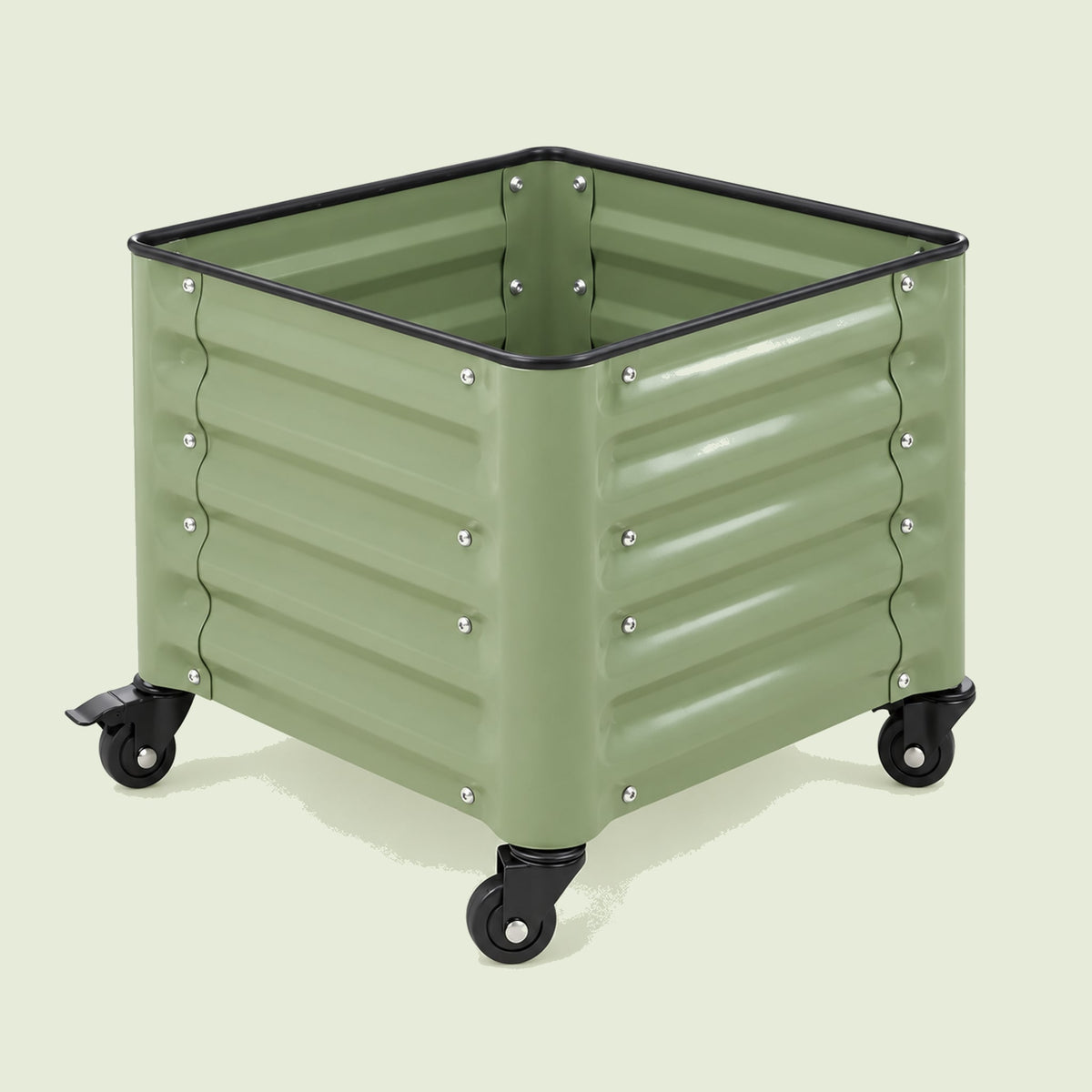 Rolling Cube Planter, 21 x 21 Inches on a soft green background