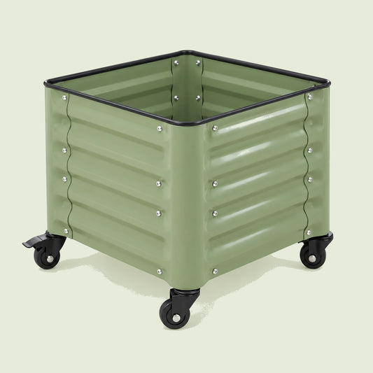 Rolling Cube Planter, 21 x 21 Inches on a soft green background