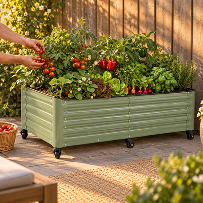 Rolling Garden Bed, 21 x 72 Inches in use in a home garden