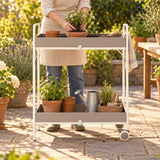 Rolling Garden Potting Cart in use in a home garden