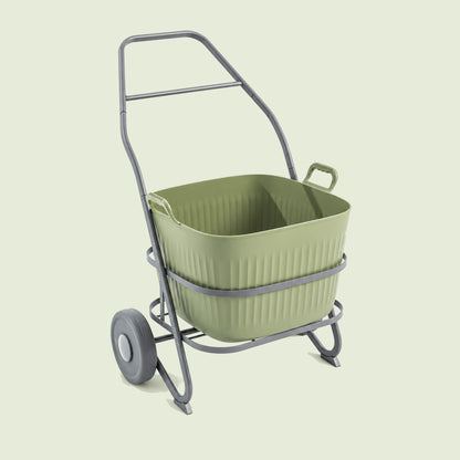Rolling Garden Utility Cart, 12 Gallons on a soft green background
