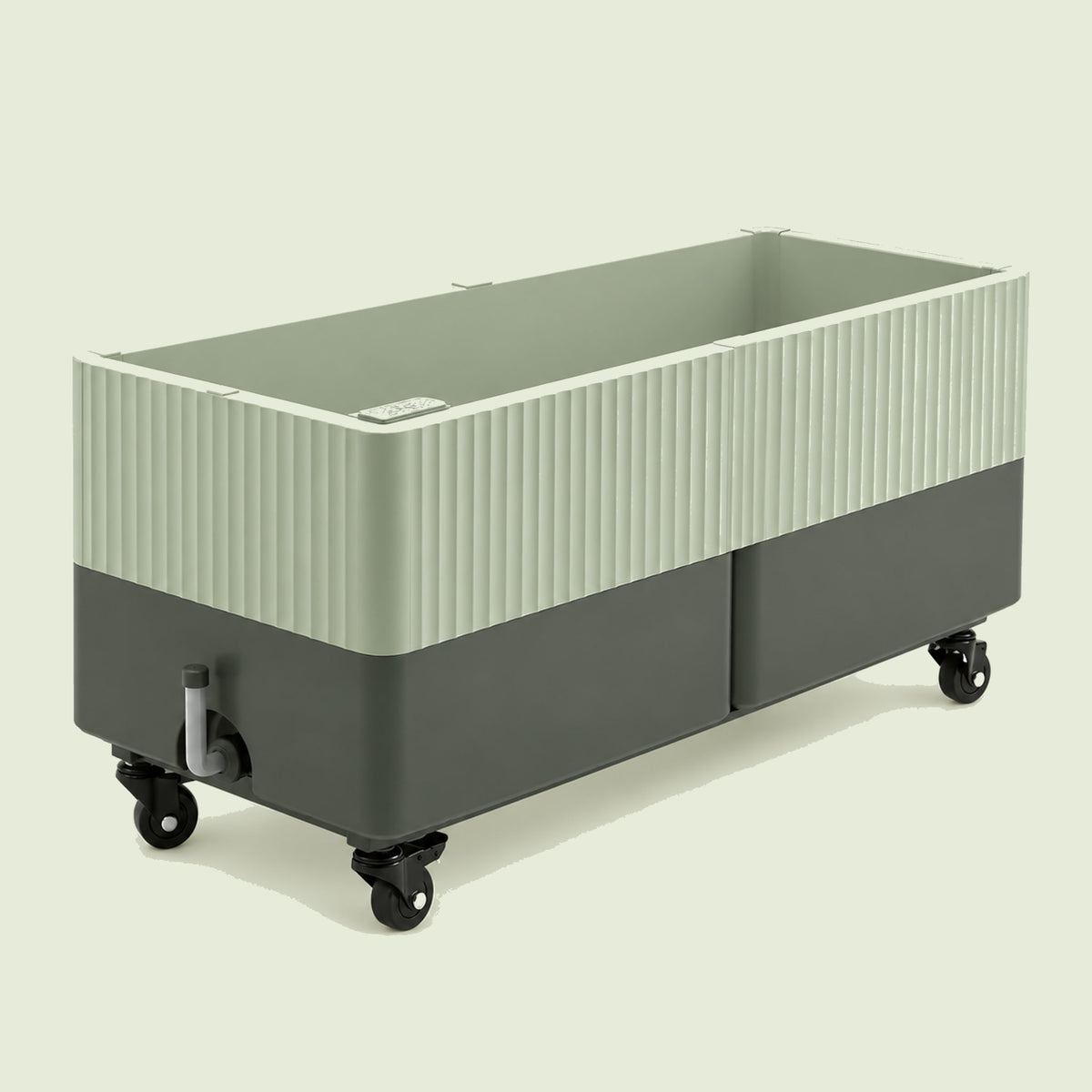 Rolling Self-Watering Planter, 21 x 48 Inches on a soft green background