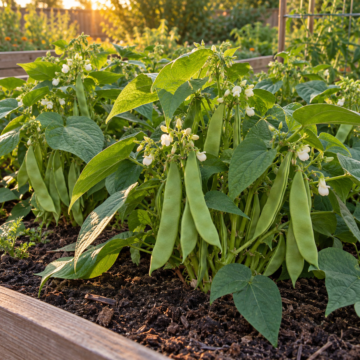 Roma II Bush Bean Seeds growing in a home garden