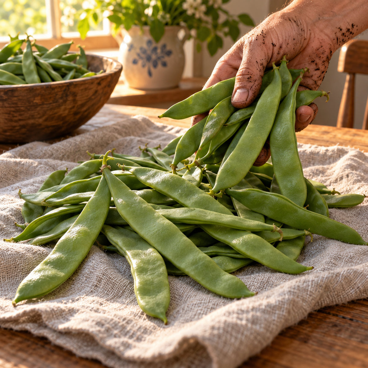 Roma II Bush Bean Seeds harvest up close