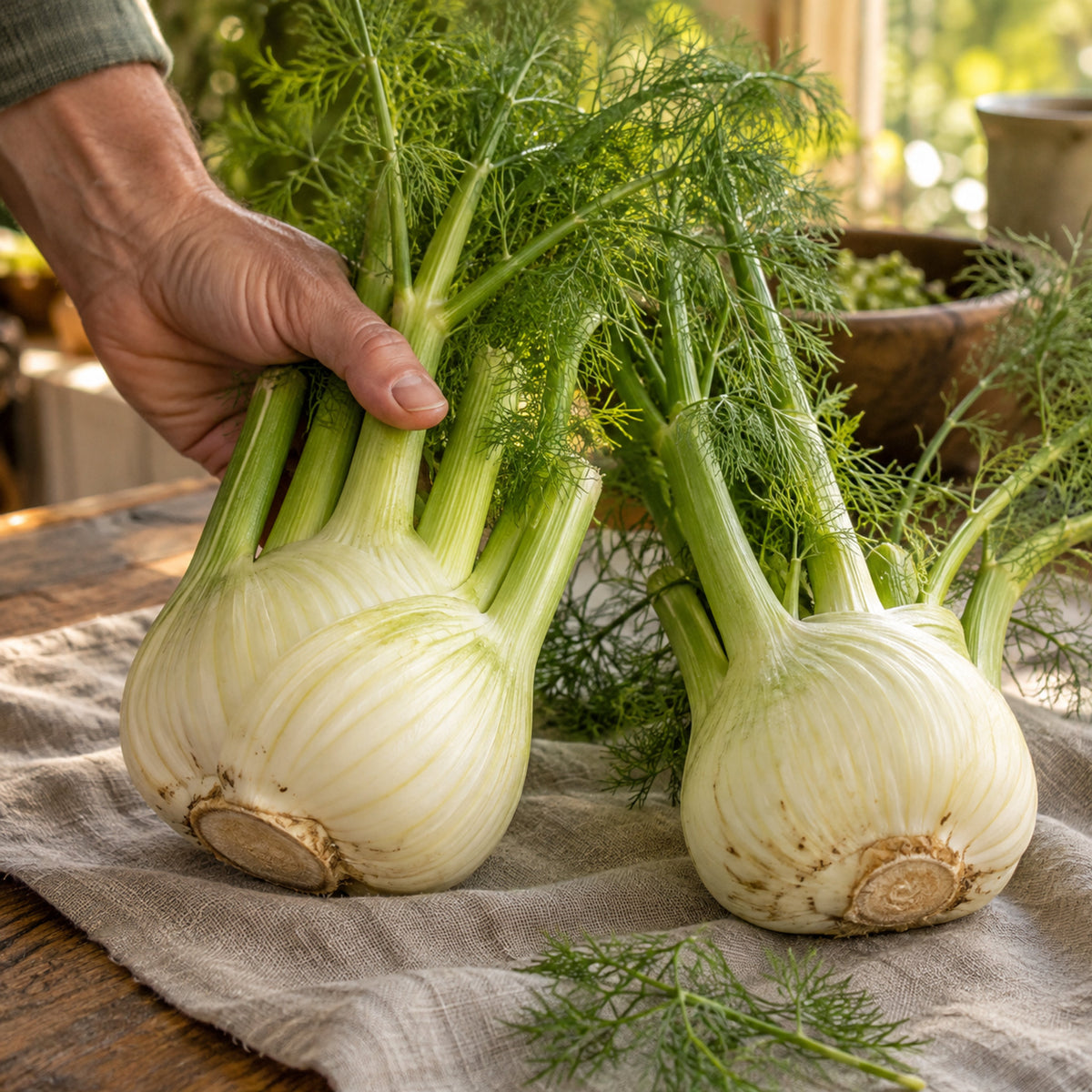 Romanesco Fennel Seeds harvest up close