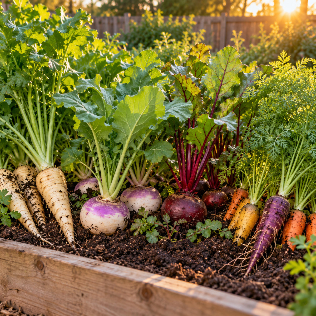 Root Vegetable Seed Bundle growing in a home garden