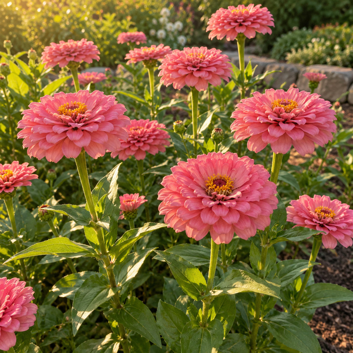 Rose Zinnia Seeds growing in a home garden