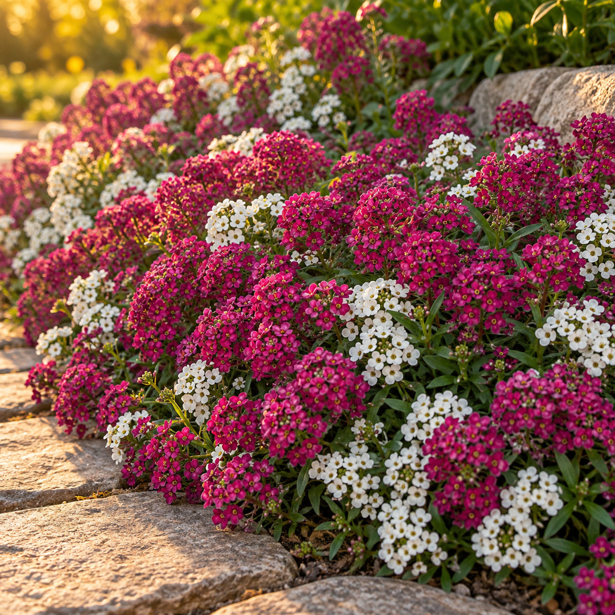 Rosie O'Day Sweet Alyssum Seeds growing in a home garden