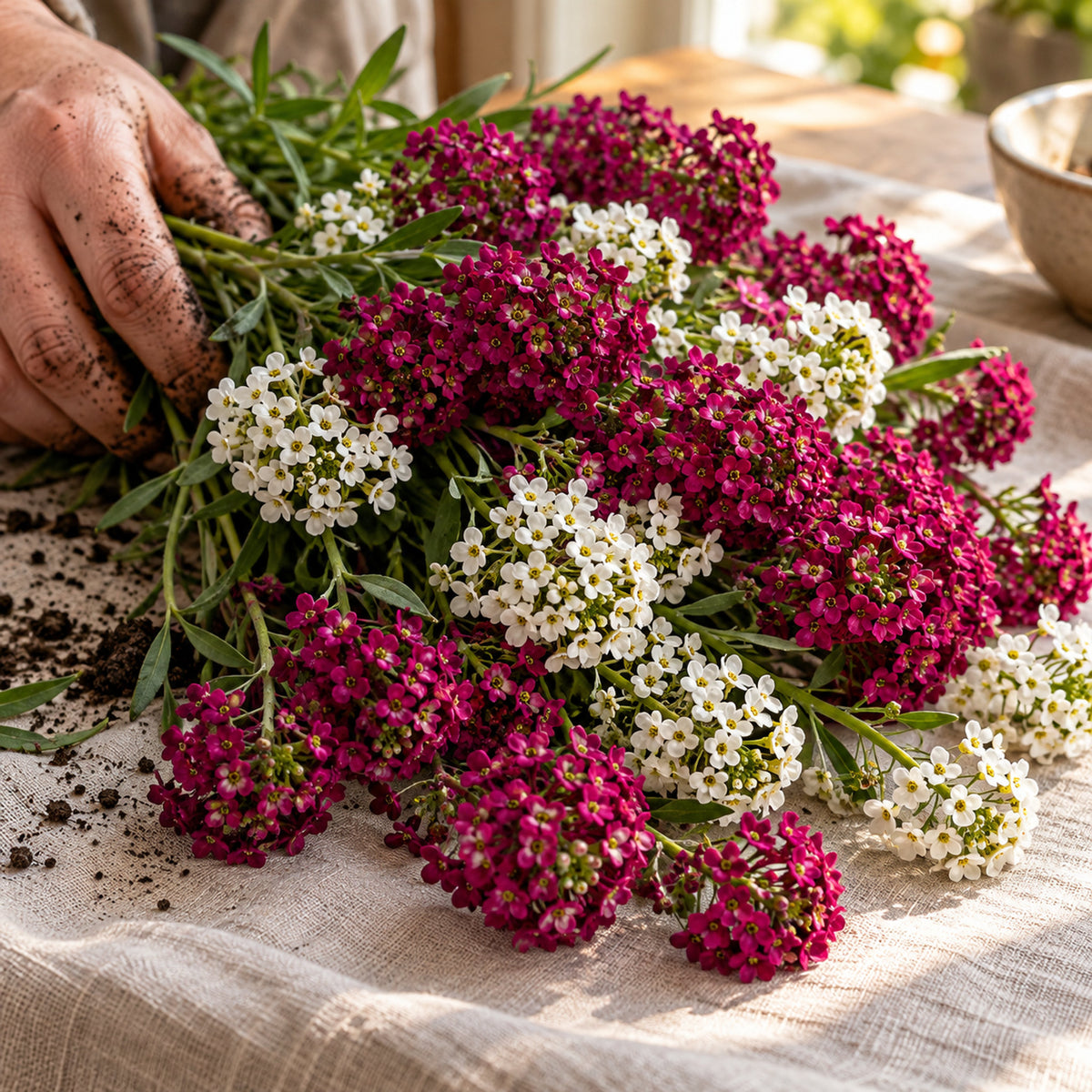 Rosie O'Day Sweet Alyssum Seeds harvest up close