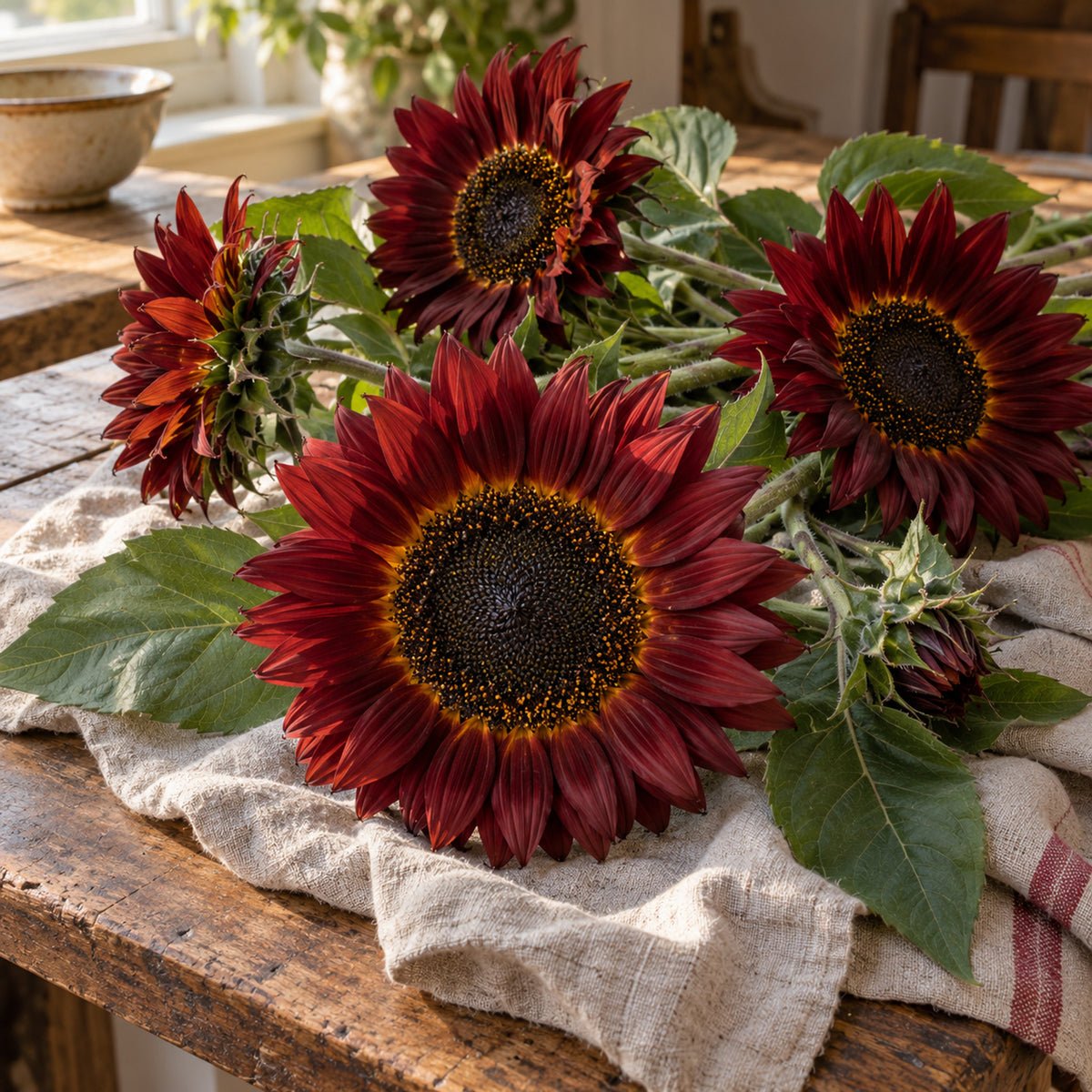 Rouge Royale Sunflower Seeds harvest up close