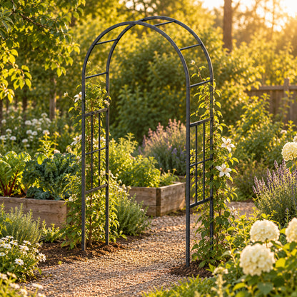 Round Garden Arch, 4.75 Feet in use in a home garden