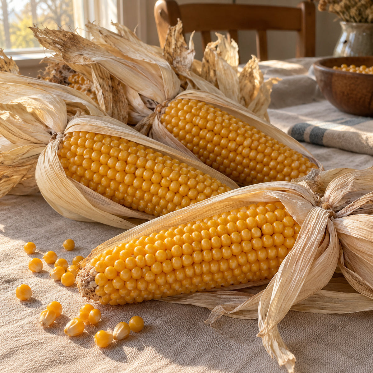 Round Kernel Popcorn Seeds harvest up close