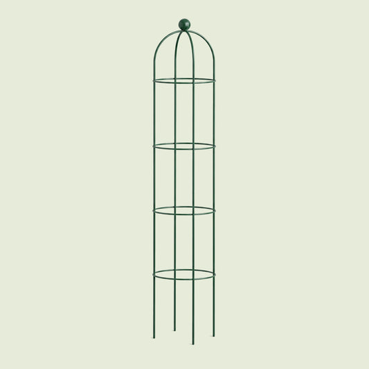 Round Obelisk Garden Trellis, 6.4 Feet on a soft green background