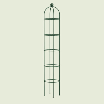 Round Obelisk Garden Trellis, 7.6 Feet on a soft green background