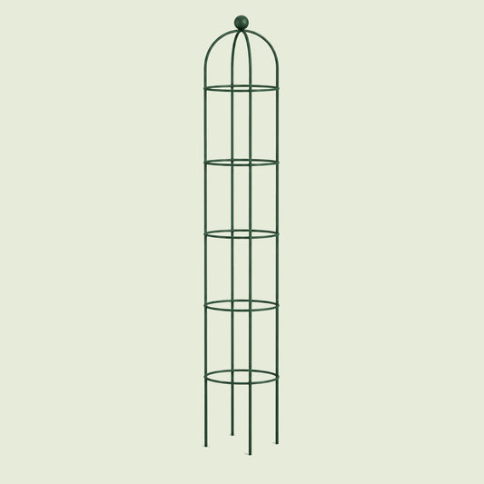 Round Obelisk Garden Trellis, 7.6 Feet on a soft green background
