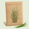 Kraft seed packet illustrated with Royal Grass, with fresh Royal Grass beside it