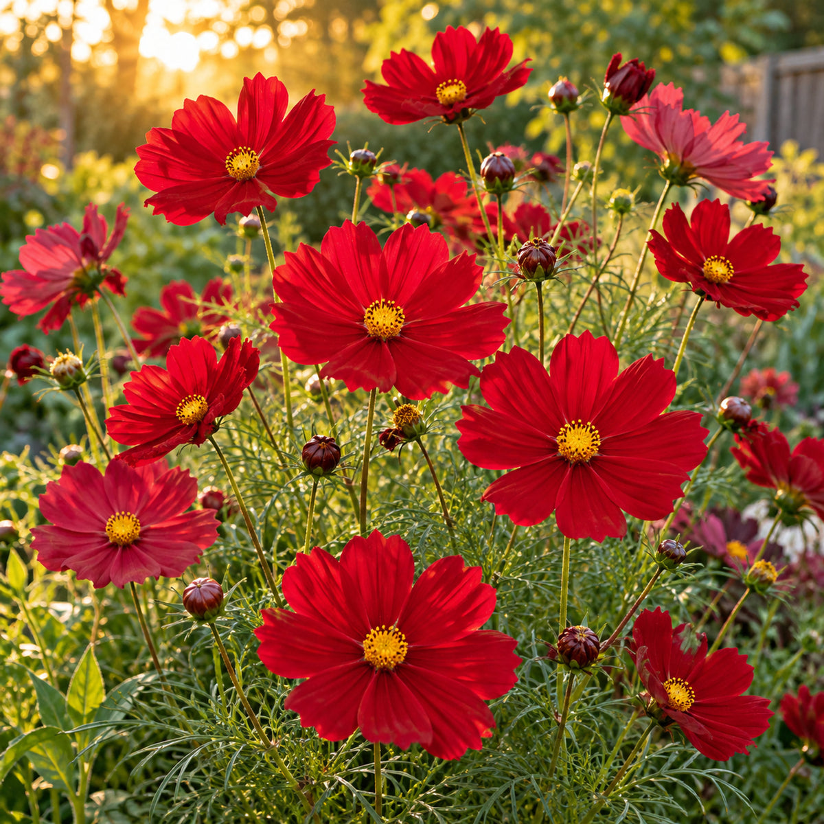 Rubenza Cosmos Seeds growing in a home garden