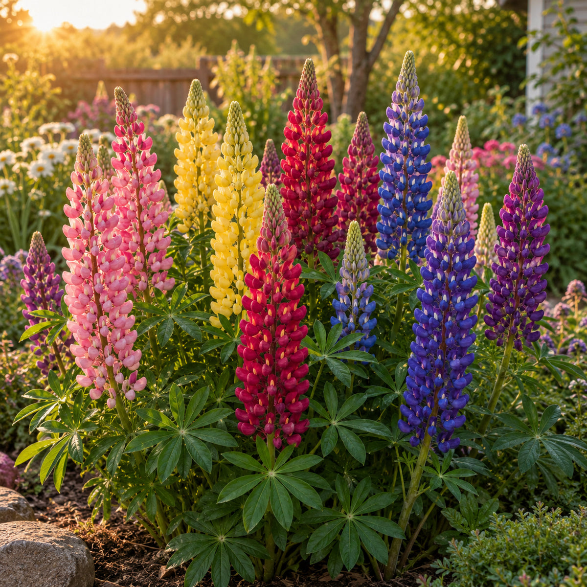 Russell Lupine Blend Seeds growing in a home garden