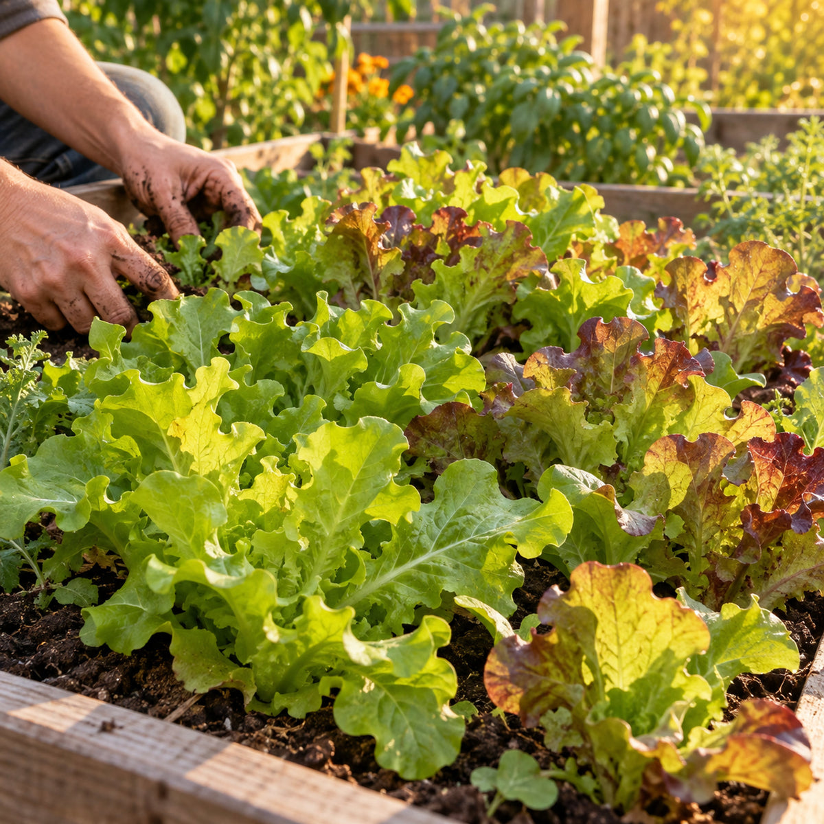 Salad Bowl Leaf Lettuce Blend Seeds growing in a home garden