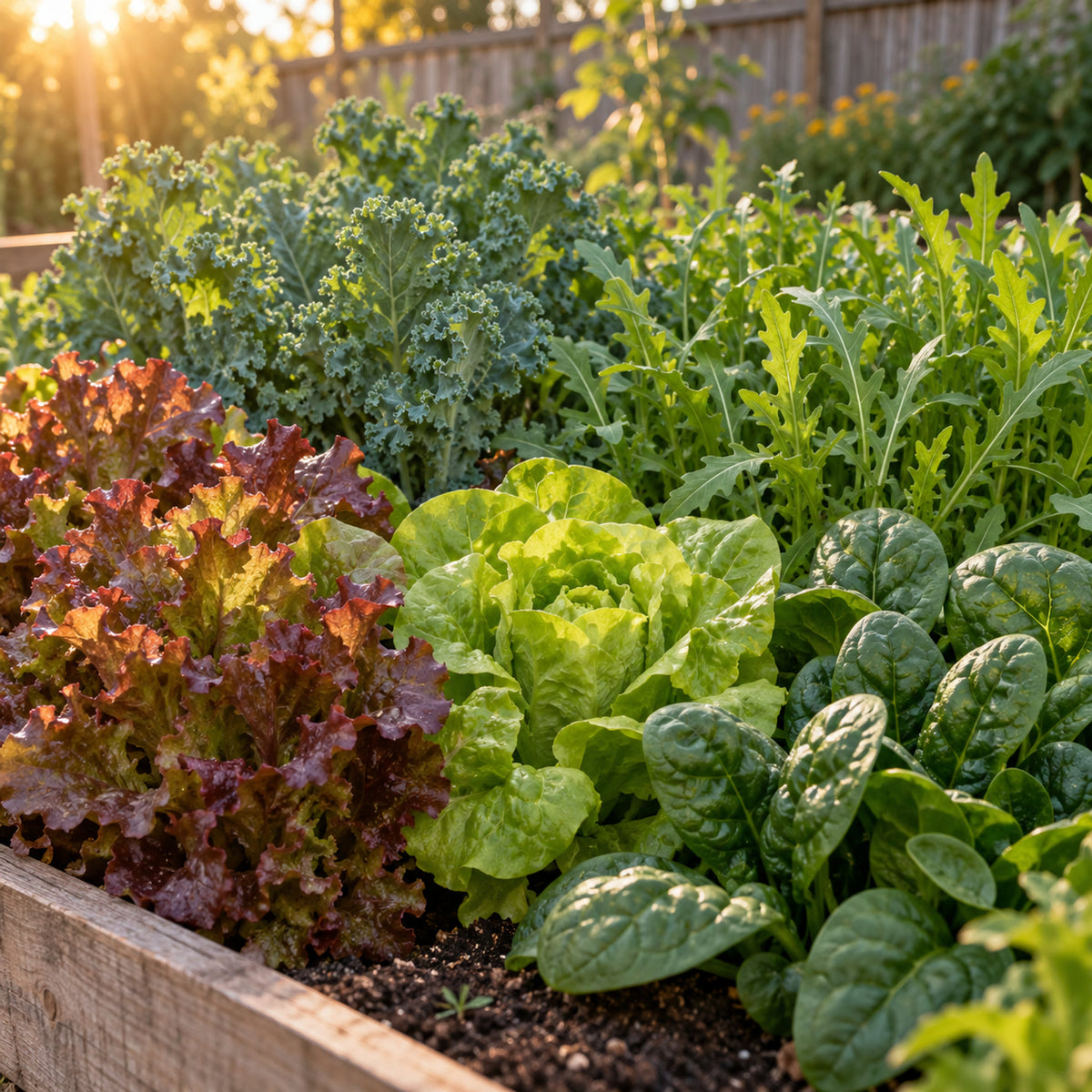 Salad Greens Seed Bundle growing in a home garden