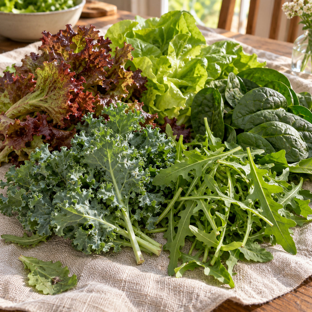 Salad Greens Seed Bundle harvest up close