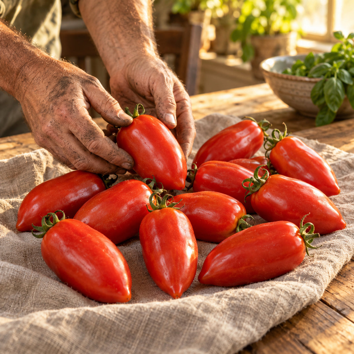 San Marzano Roma Tomato Seeds harvest up close