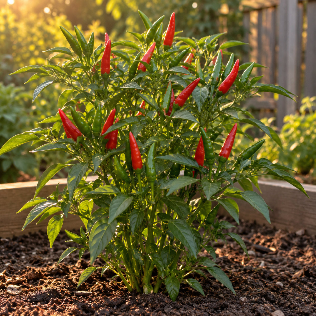 Santaka Chile Pepper Seeds growing in a home garden