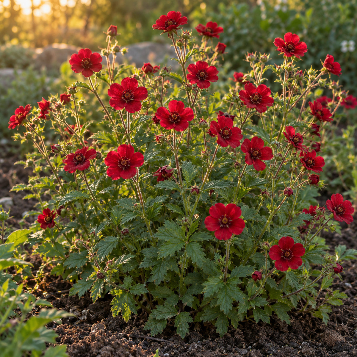 Scarlet Cinquefoil Seeds growing in a home garden