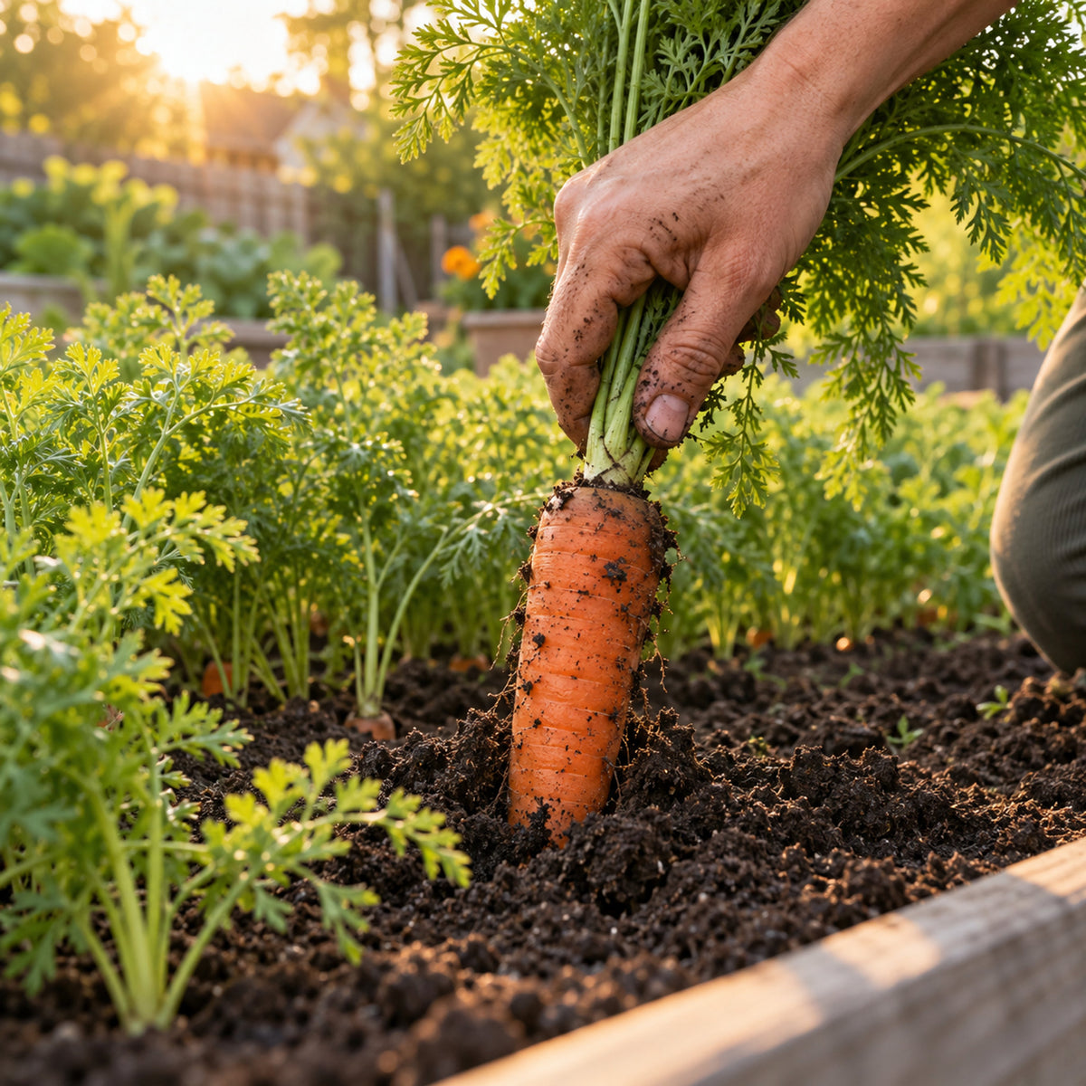 Scarlet Nantes Carrot Seeds growing in a home garden