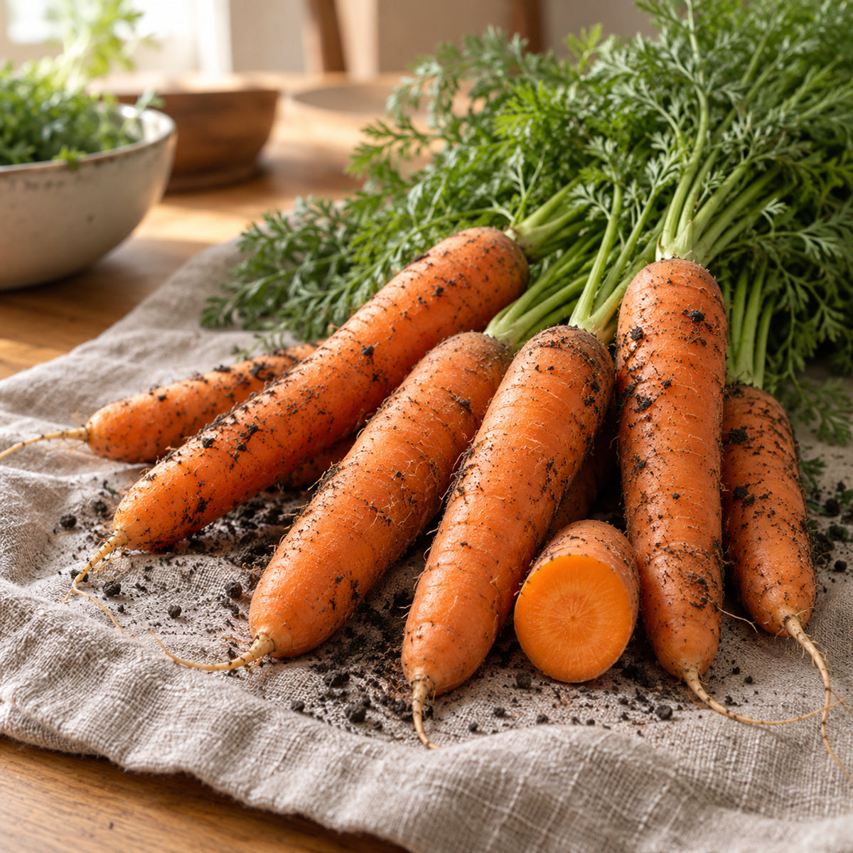 Scarlet Nantes Carrot Seeds harvest up close