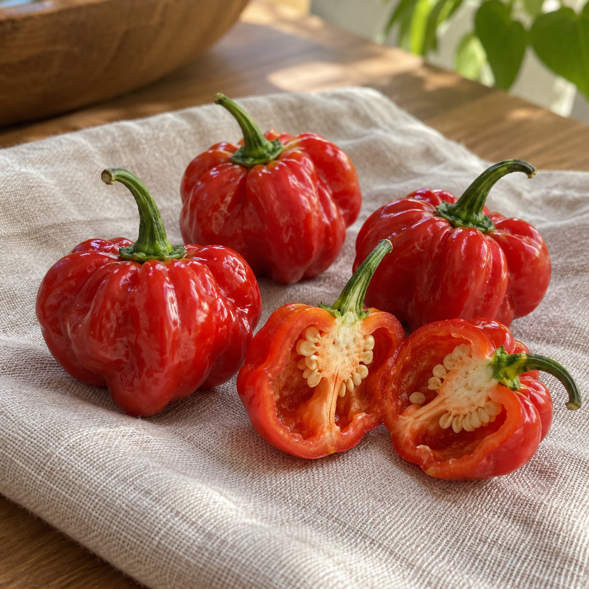 Scotch Bonnet Chile Pepper Seeds harvest up close
