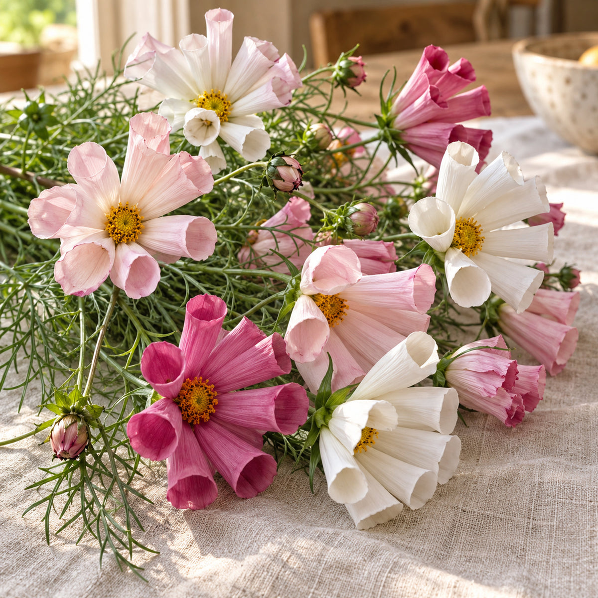 Sea Shells Blend Cosmos Seeds harvest up close