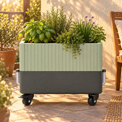 Self-Watering Rolling Planter, 21 x 24 Inches in use in a home garden