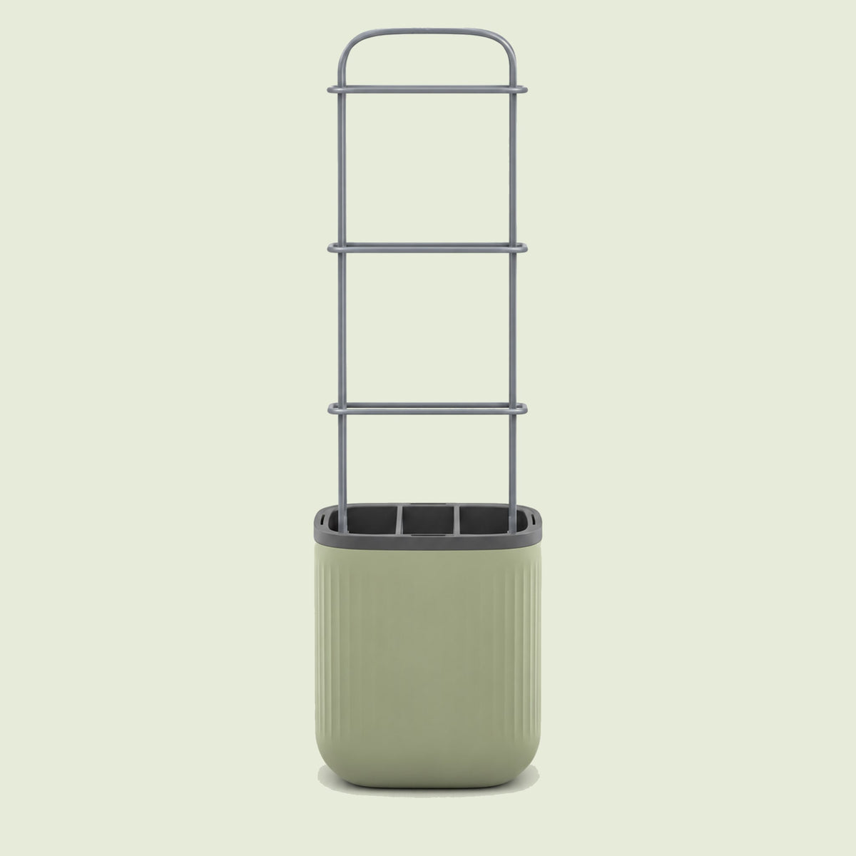 Self-Watering Tomato Planter with Adjustable Trellis on a soft green background